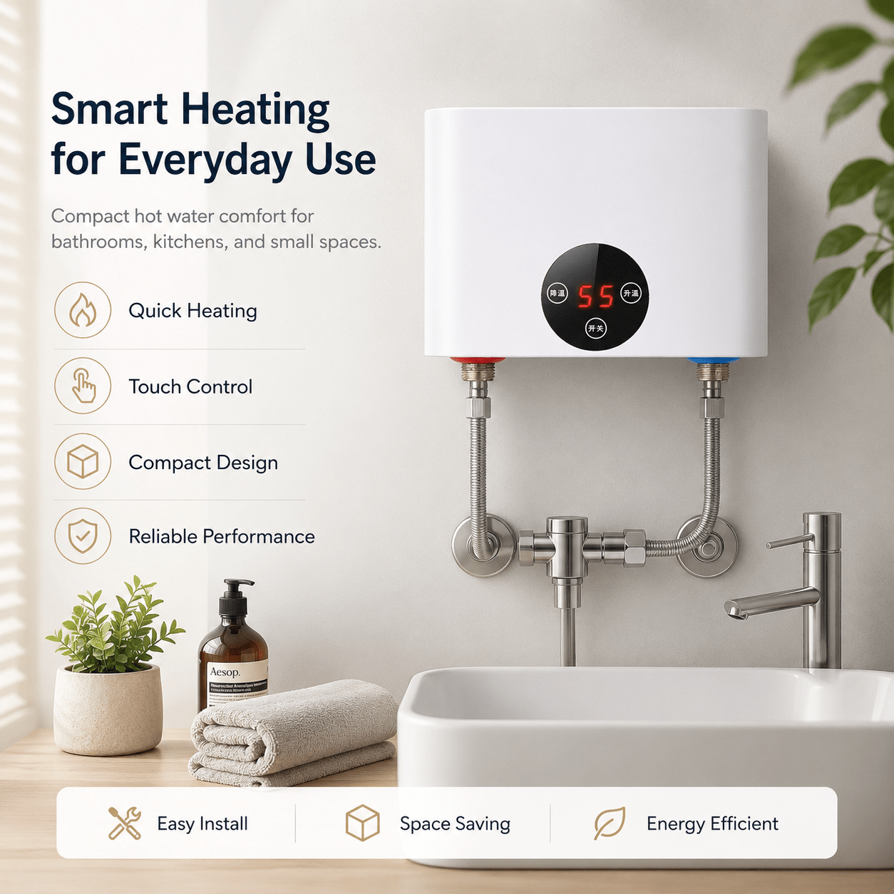 Center - Display Instant Electric Water Heater - HeatSwift