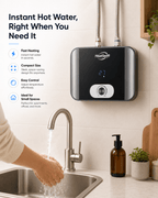 12L Glossy Black Front Mini Tank Water Heater - HeatSwift