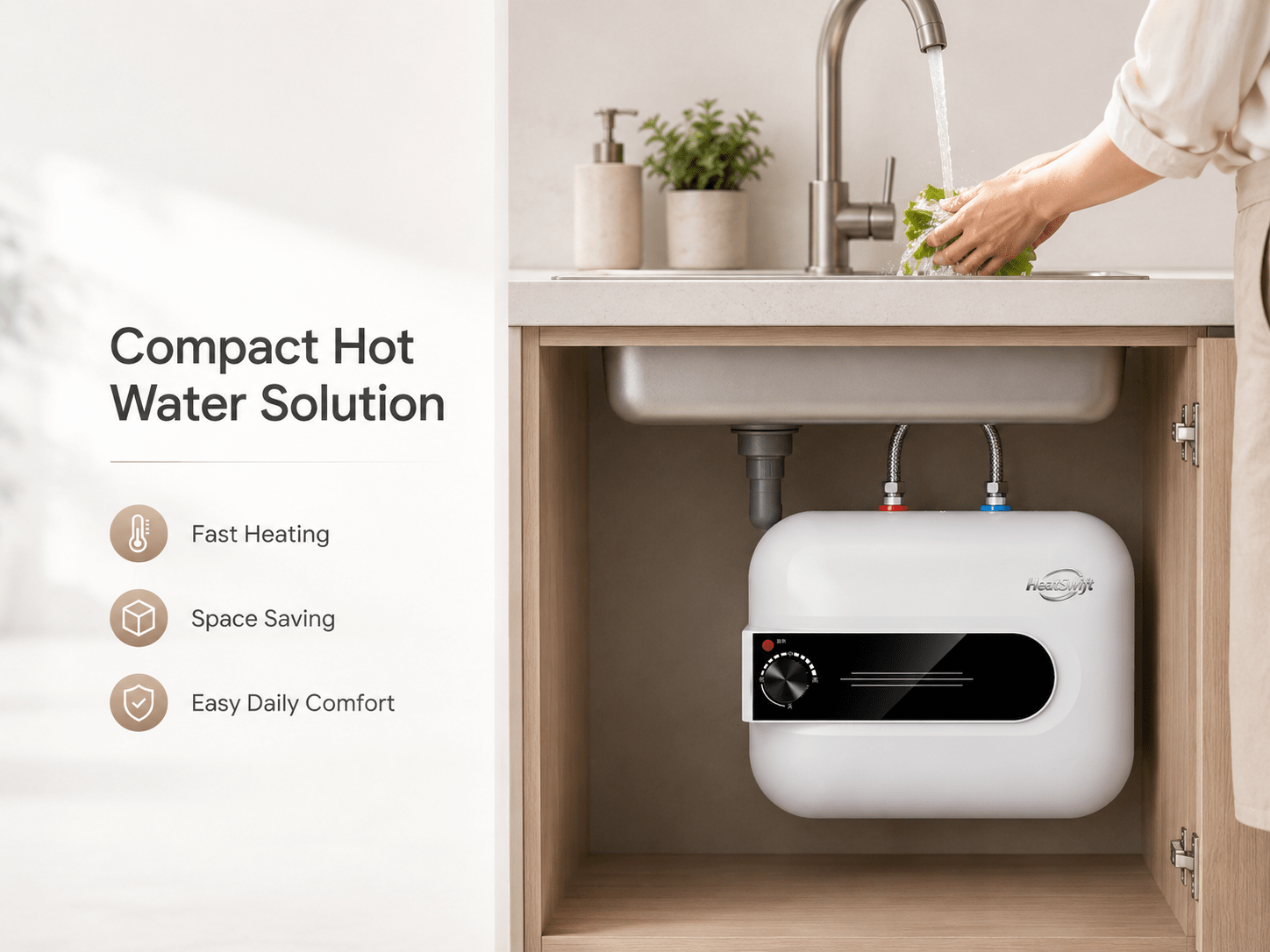 Compact Storage - Type Electric Water Heater for Kitchen 8L - HeatSwift