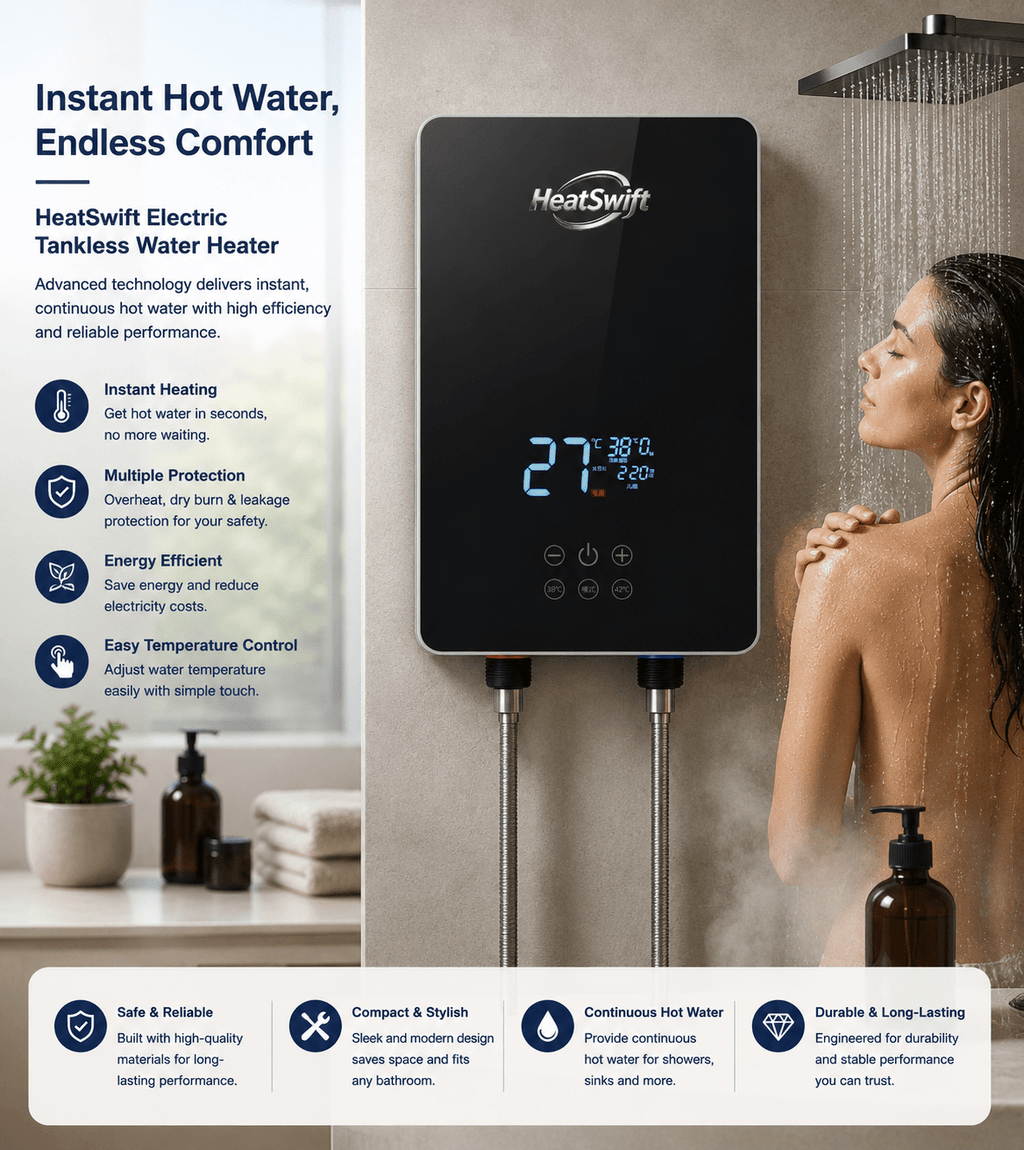 Full - Black Touch Instant Electric Water Heater - HeatSwift
